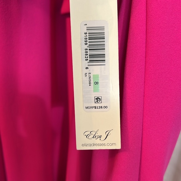 Eliza J NWT Size 8 Hot Pink Midi Dress Big Bow (0104) - Picture 8 of 10